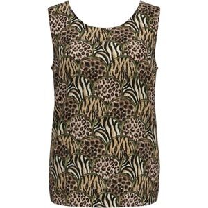 Stunt Womens 100% Silk Mixed Animal Print Sleeveless Shell Top Leopard Zebra M